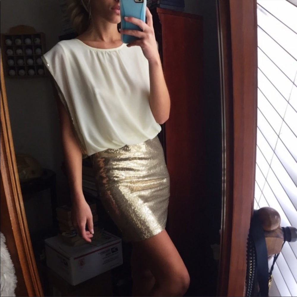 Gold Sequenced Cocktail Dress
